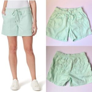 Calvin Klein Linen Shorts Womens Sz Small Mint Green Cargo Pockets relaxed fit